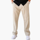 Men's pants with wide legs and elastic waist