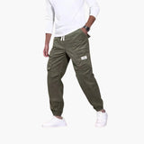 Men's ribbed surface pants with multiple pockets