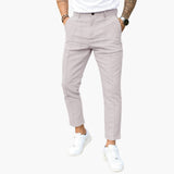 Men's slim fit casual ankle pants with front seam