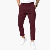 Men's slim fit casual ankle pants with front seam