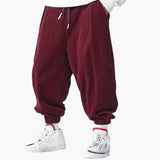 Men's casual corduroy pants with drawstring waist