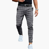 Men's slim plaid pants with modern tailored style