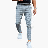 Men's slim plaid pants with modern tailored style