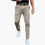 Men's slim plaid pants with modern tailored style
