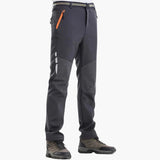 Men's outdoor softshell pants with reinforced knees and zippered pockets