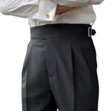 Men's high-waisted pants with adjustable buckle