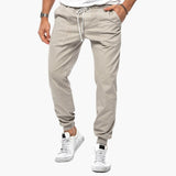 Men's casual jogger pants in micro-stretch with adjustable waist