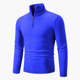 Men's polo sweater with zip collar and ribbed cuffs
