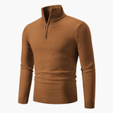 Men's polo sweater with zip collar and ribbed cuffs
