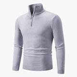 Men's polo sweater with zip collar and ribbed cuffs