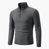 Men's polo sweater with zip collar and ribbed cuffs