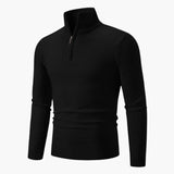 Men's polo sweater with zip collar and ribbed cuffs
