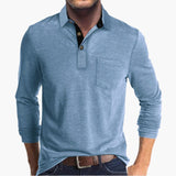Men's Long Sleeve Polo with Chest Pocket