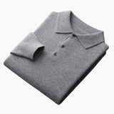 Men's Long Sleeve Polo Sweater with Button Placket