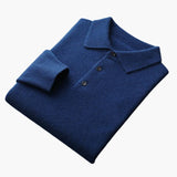 Men's Long Sleeve Polo Sweater with Button Placket