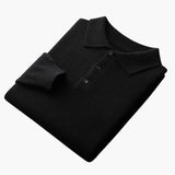 Men's Long Sleeve Polo Sweater with Button Placket