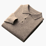 Men's Long Sleeve Polo Sweater with Button Placket