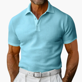 Men's short-sleeve polo shirt with classic collar and button placket