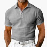 Men's short-sleeve polo shirt with classic collar and button placket