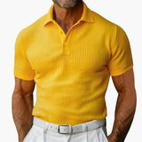 Men's short-sleeve polo shirt with classic collar and button placket