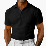 Men's short-sleeve polo shirt with classic collar and button placket