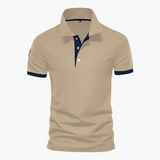 Men's polo shirt with contrast collar and short sleeves