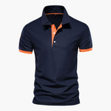 Men's polo shirt with contrast collar and short sleeves