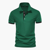 Men's polo shirt with contrast collar and short sleeves