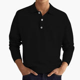 Men's long-sleeve polo with button placket