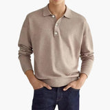 Men's long-sleeve polo with button placket