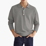 Men's long-sleeve polo with button placket