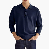 Men's long-sleeve polo with button placket