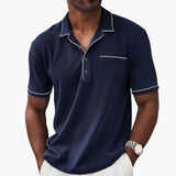 Men's polo with buttoned placket and chest pocket