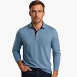 Men's polo with buttoned placket and chest pocket