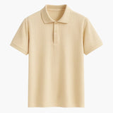 Men's polo shirt with button placket and short sleeves