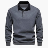 Men's polo with classic collar and long sleeves