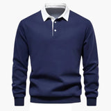 Men's polo with classic collar and long sleeves