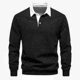 Men's polo with classic collar and long sleeves