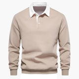 Men's polo with classic collar and long sleeves