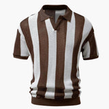 Men's polo with open collar and ribbed finishes