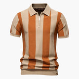 Men's polo with collar and vertical stripes