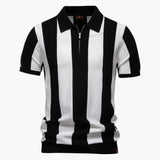 Men's polo with collar and vertical stripes