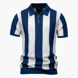 Men's polo with collar and vertical stripes