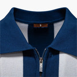 Men's polo with collar and vertical stripes