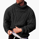 Men's Turtleneck Sweater with Cable Knit Pattern