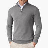 Men's Pullover with Zipped Collar and Ribbed Edges