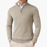 Men's Pullover with Zipped Collar and Ribbed Edges