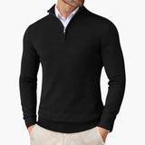 Men's Pullover with Zipped Collar and Ribbed Edges