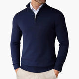 Men's Pullover with Zipped Collar and Ribbed Edges