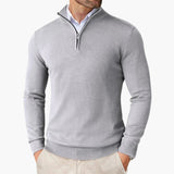 Men's Pullover with Zipped Collar and Ribbed Edges